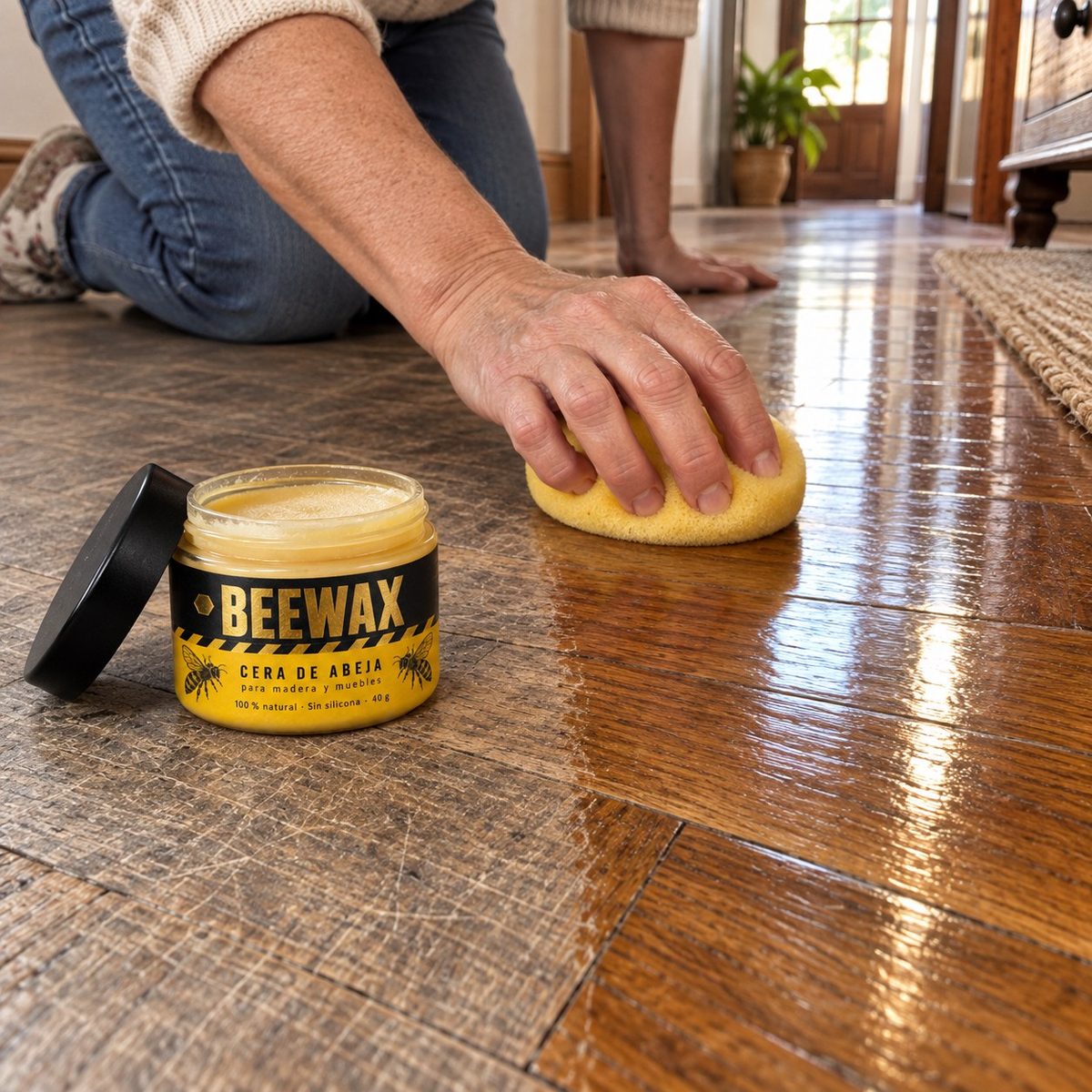 Aplicando cera de abeja Beewax sobre un mueble